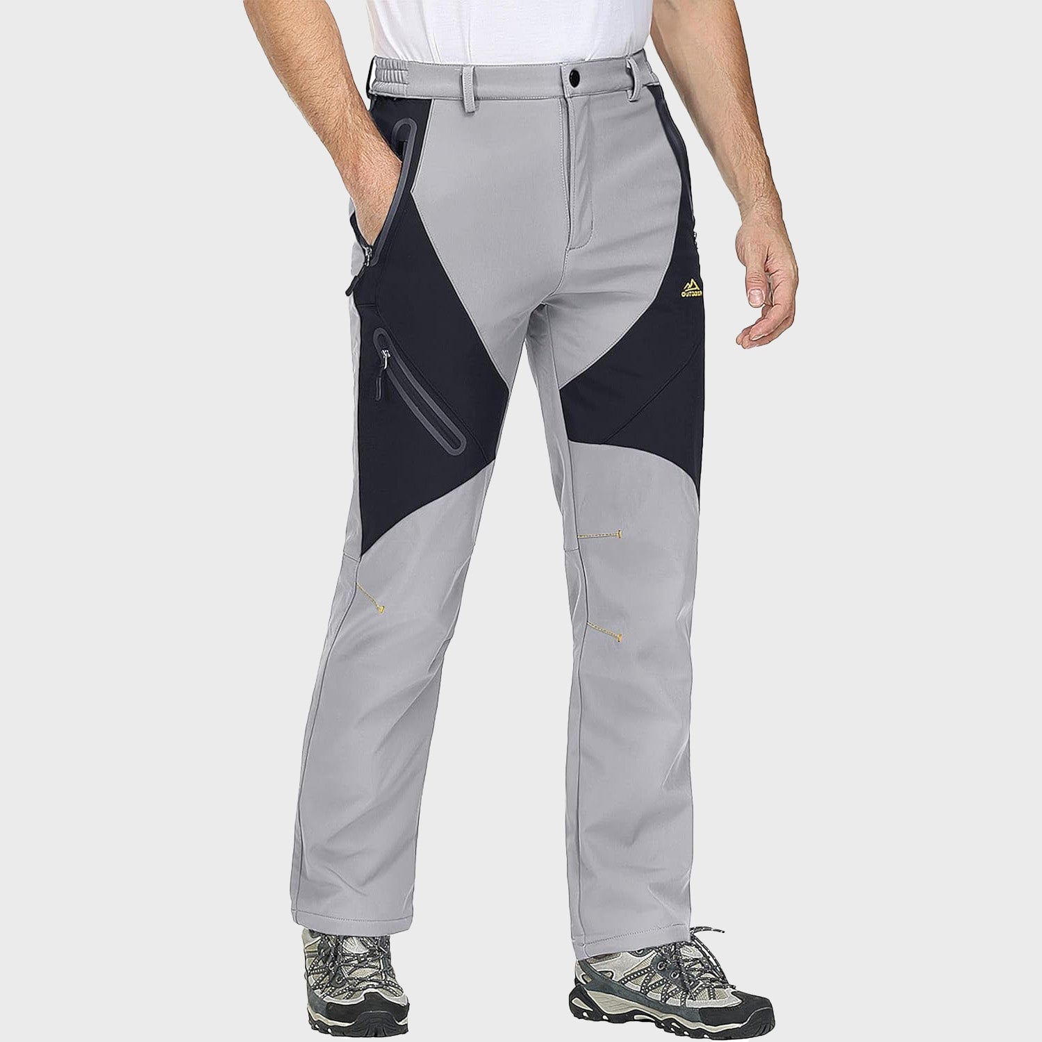 Men's Fleece - Lined Waterproof Snow Pants with Zip Pockets - veyora