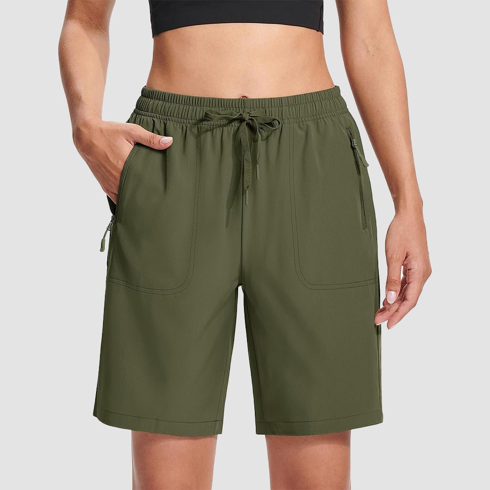 【New In】 Women’s 8 Inch Water‑Resistant Hiking Golf Shorts 3 Zipper Pockets - veyora