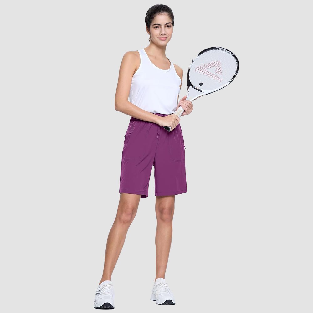 【New In】 Women’s 8 Inch Water‑Resistant Hiking Golf Shorts 3 Zipper Pockets - veyora