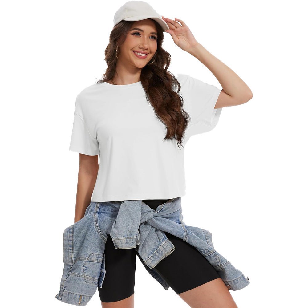 【New In】Women's Cotton UPF 50+ Summer Crop Top T-Shirt - veyora