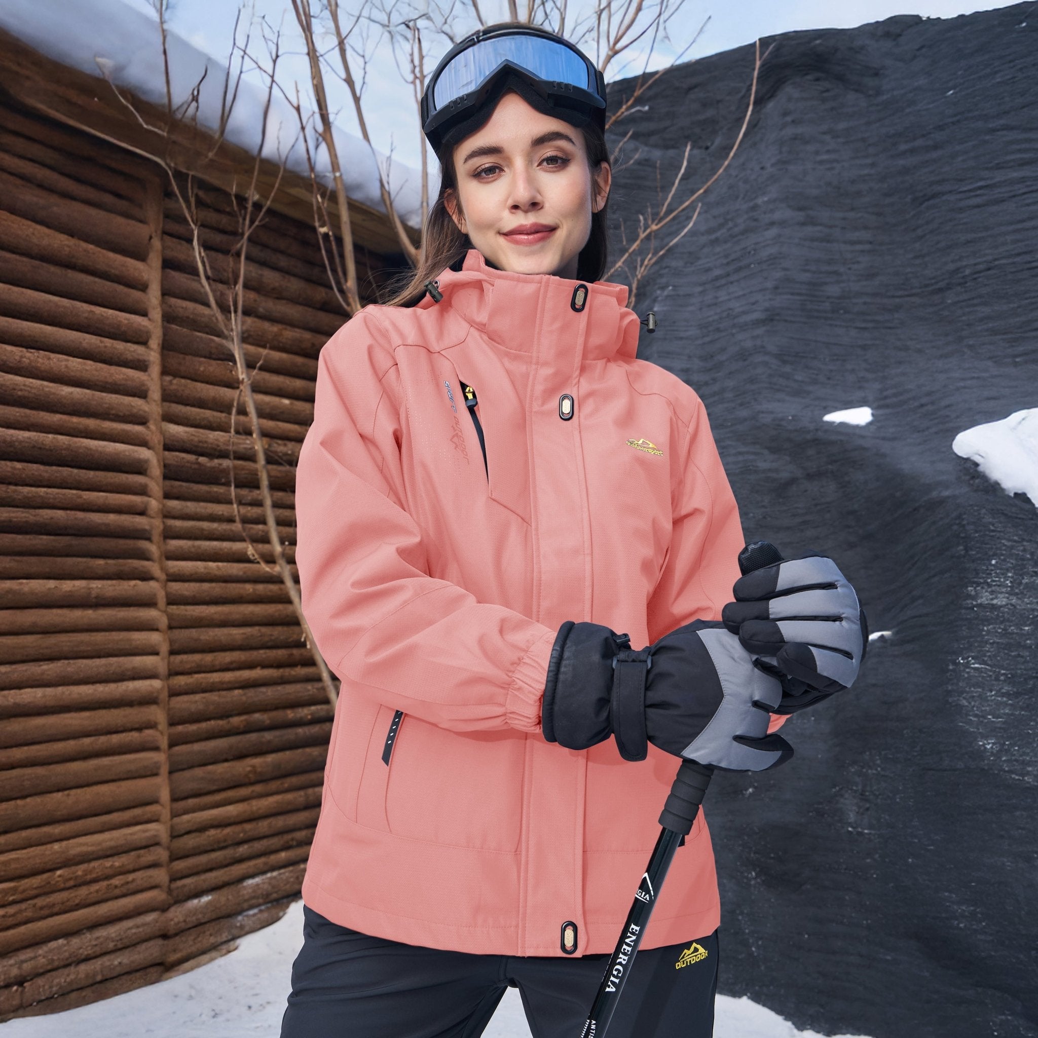Women's 3 - in - 1 Waterproof Ski Jacket with Fleece Liner - veyora