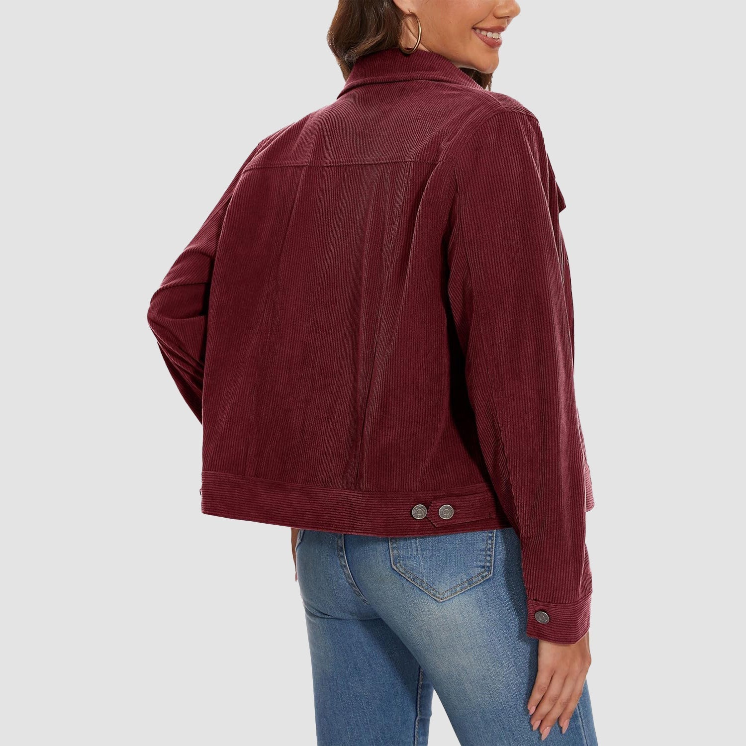 Women's Casual Corduroy Shacket Jacket - veyora