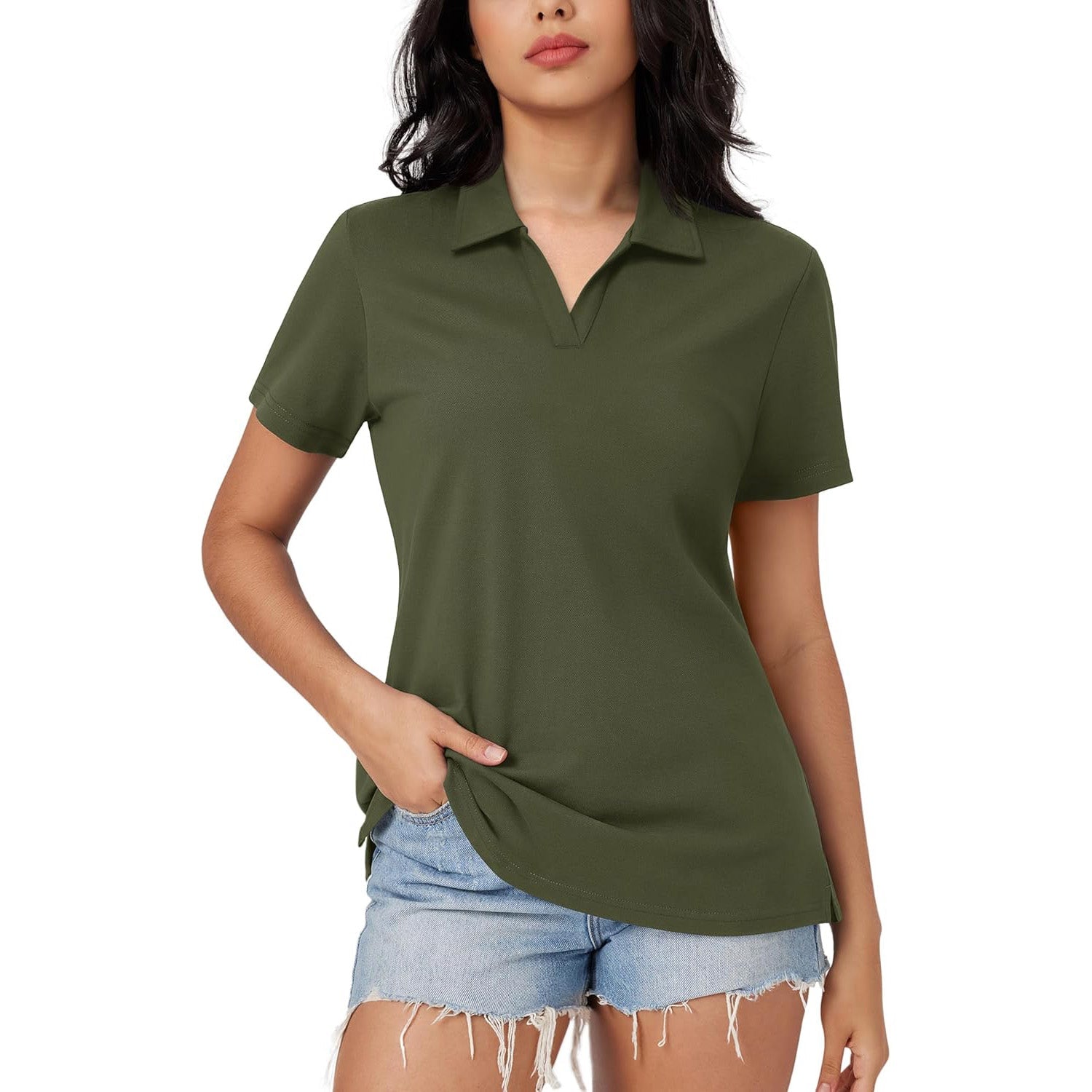 Women's Cotton V-Neck Polo Shirt