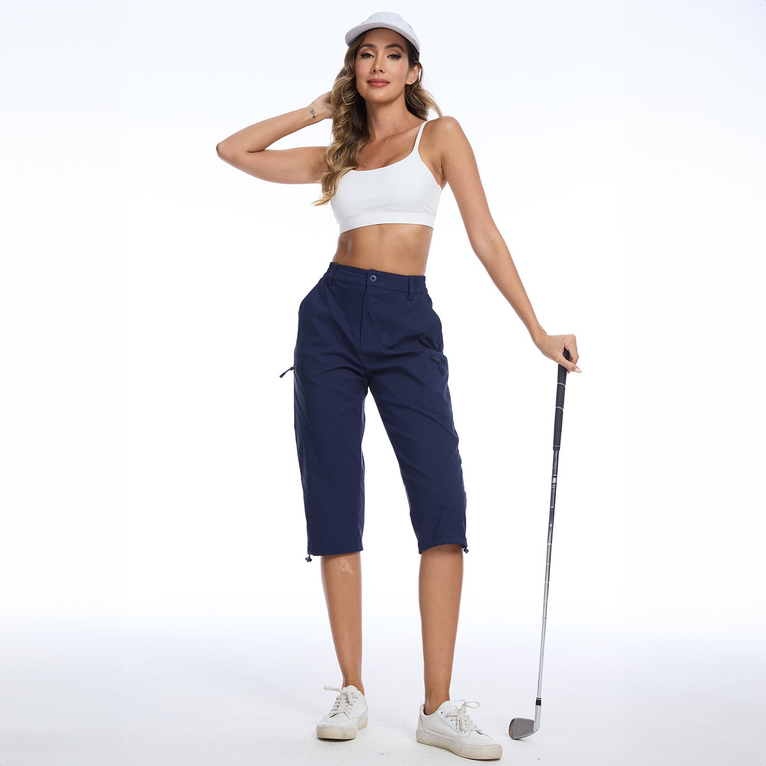 Women's Lightweight Water-Resistant Hiking Capris with 5 Pockets