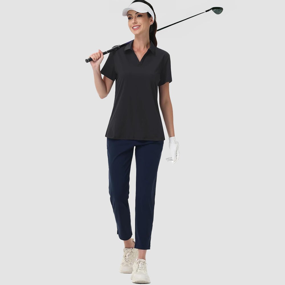 Women's V-Neck Golf Polo Shirt UPF 50+ Quick-Dry