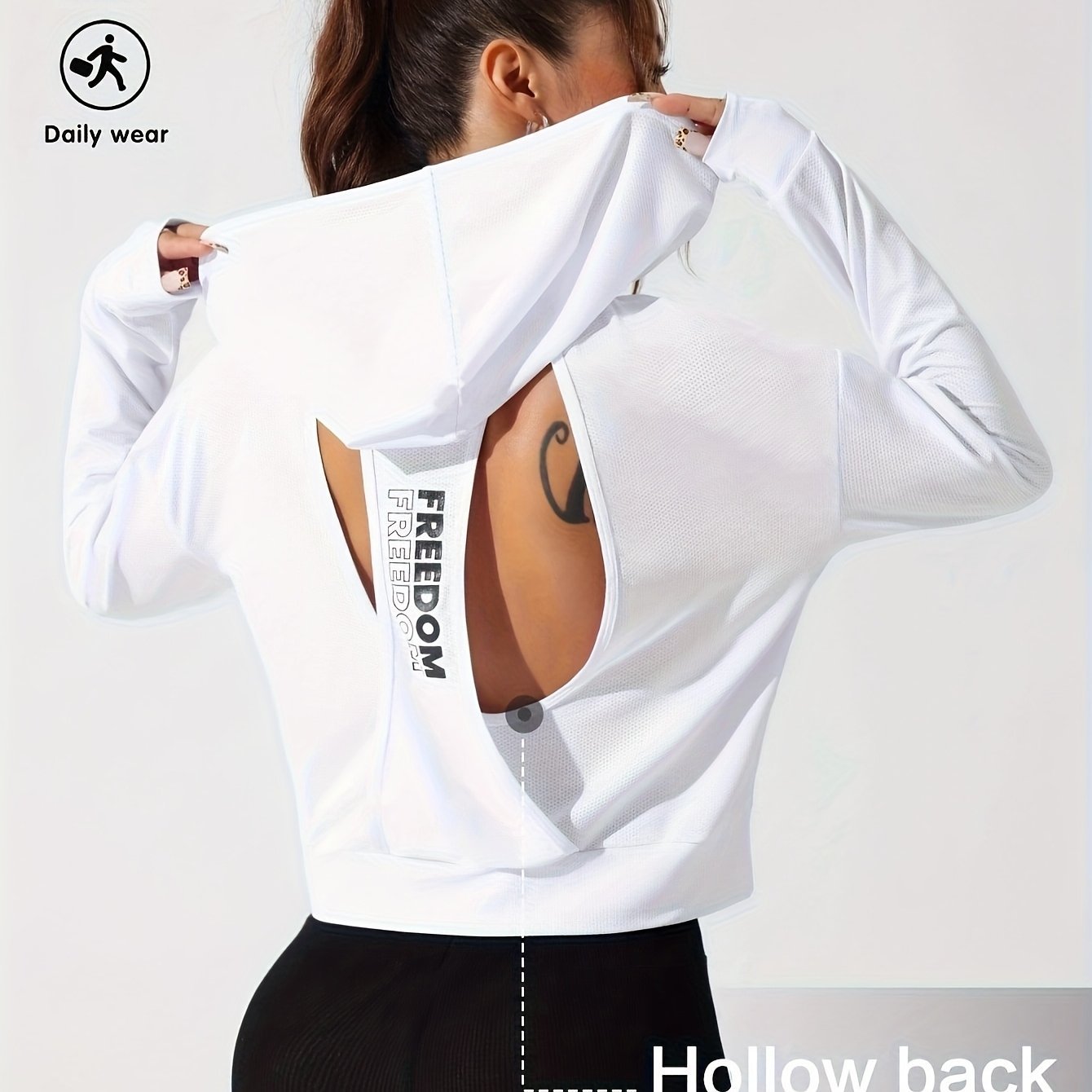 American - style Versatile Sporty Hooded Long - sleeve Top - veyora