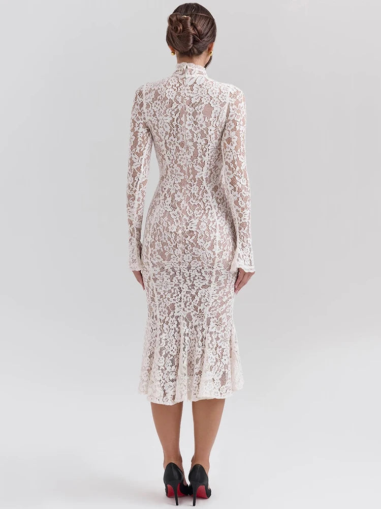 High Neck High Waist Lace Bodycon