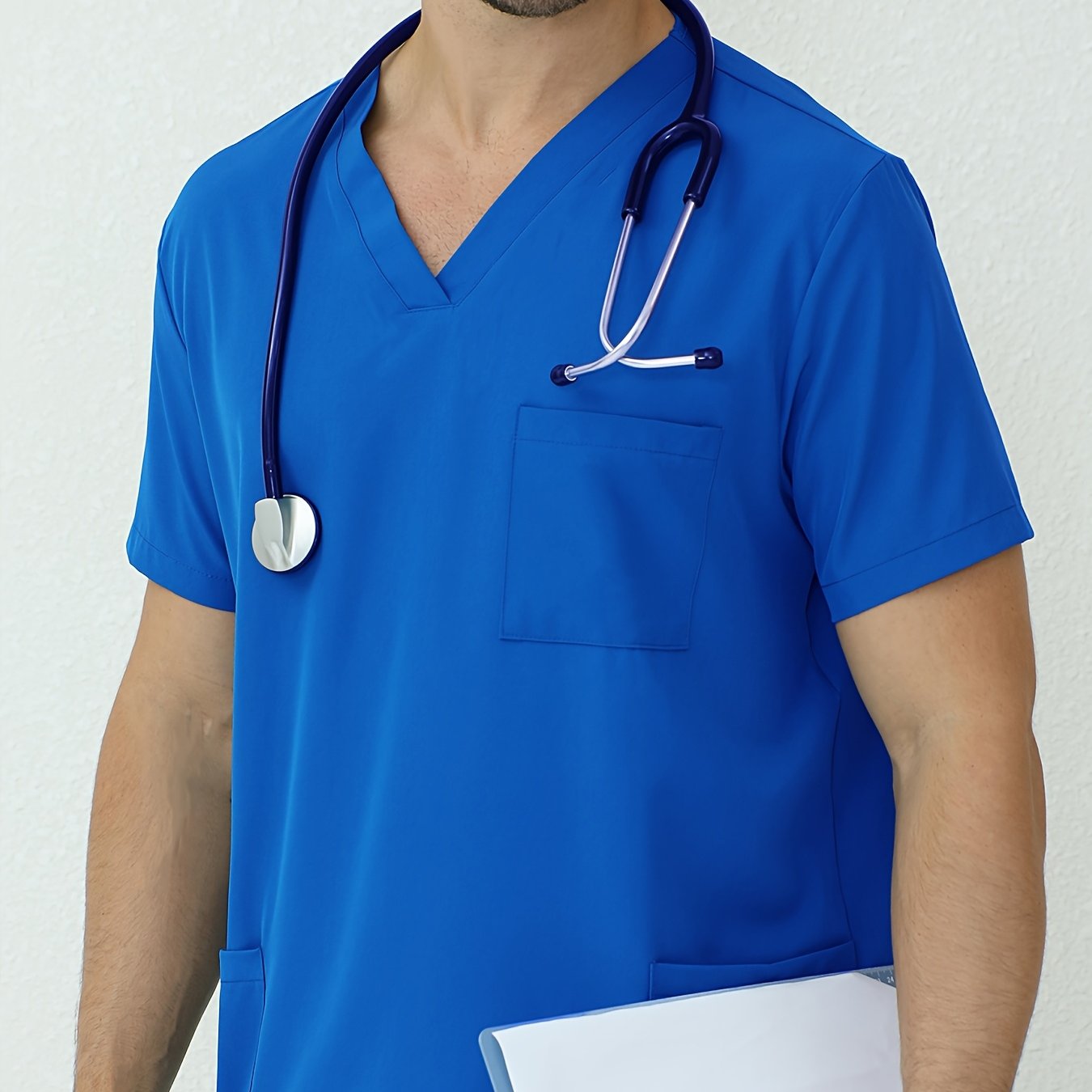 Men'S Summer V - Neck Practical Work Top with Multiple Pockets - veyora