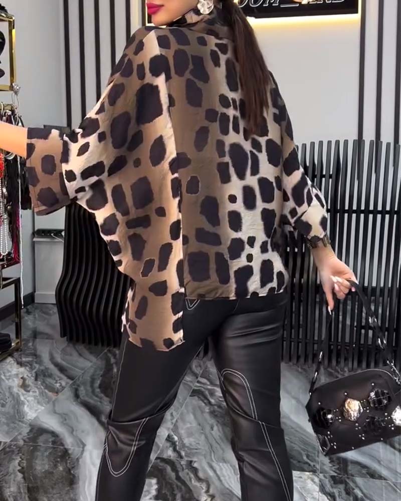 Amelia™ - Elegant Leopard Pattern Blouse - veyora