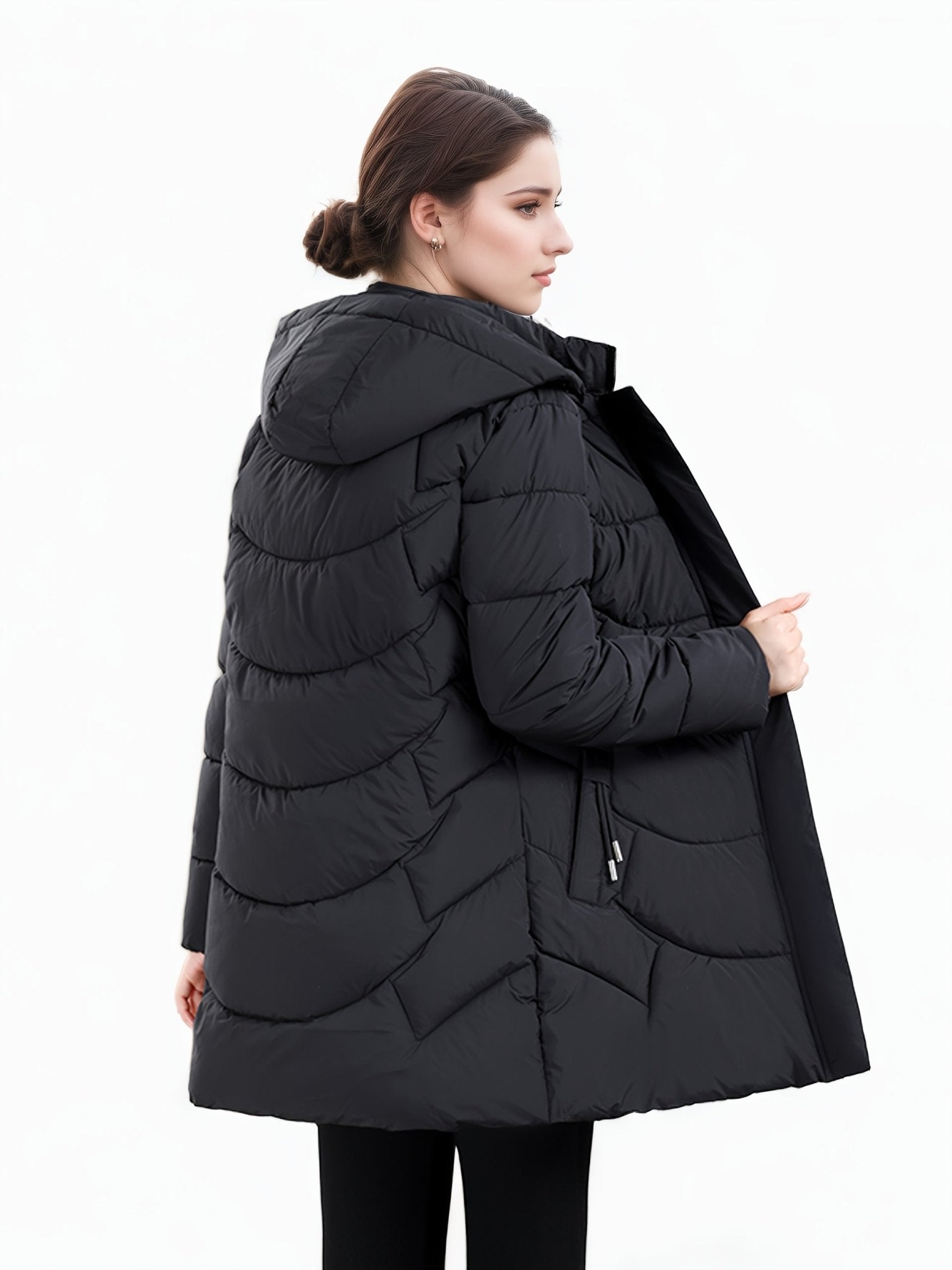 2025 New Women's Autumn/Winter Padded Long Coat, Fashionable Christmas Gift Jacket with Hood - veyora