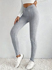 Women's Sexy High - Waisted Leggings - Mid - Stretch All - Season Solid Color Pants for Casual Outings & Casual Attire, High Waist Pants, Versatile Clothing, Seamless Appearance, Comfortable Fit - veyora