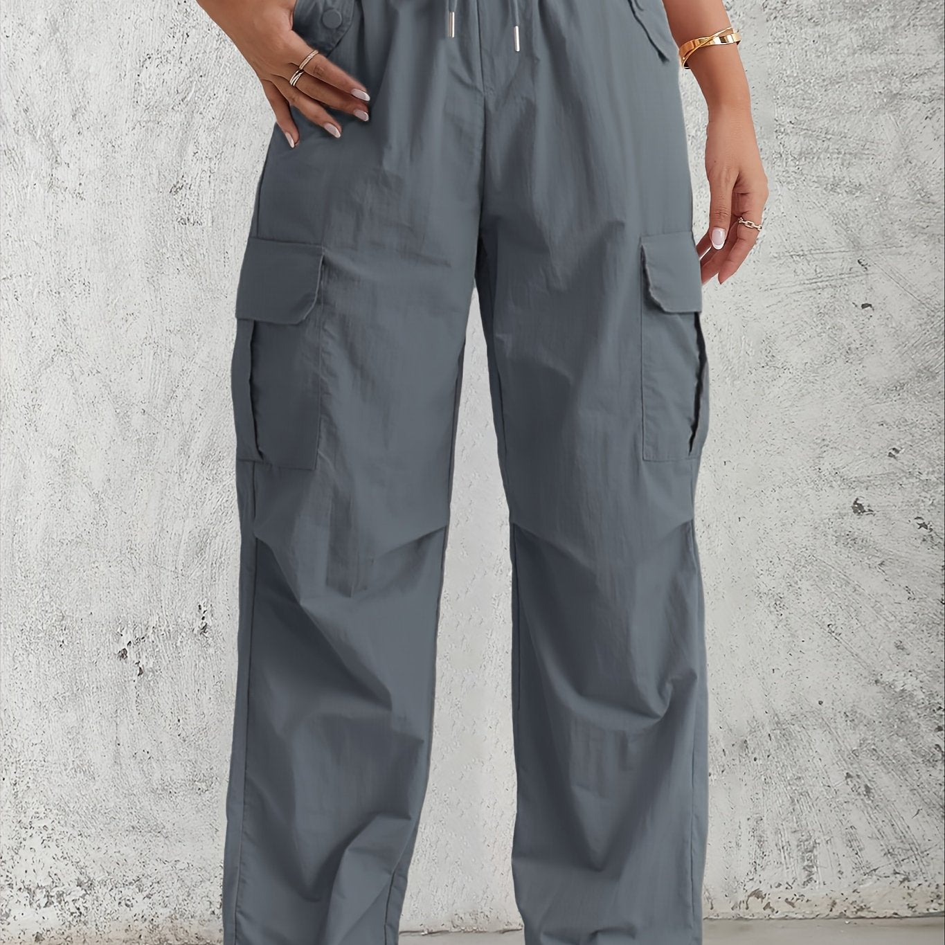American - style Quick - Dry Drawstring Cargo Pants for Women, Wide - Leg Casual Pants, Breathable Lightweight Fabric Straight - Leg Trousers - veyora