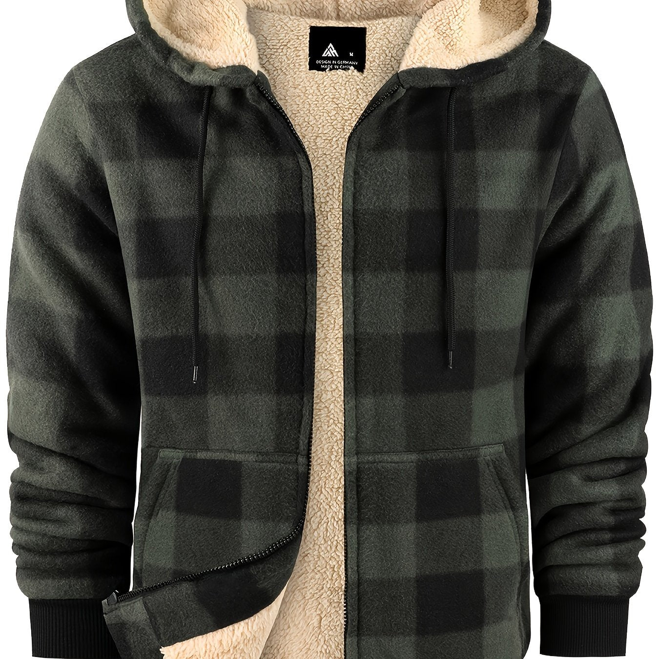 Heavyweight Fleece Hoodie | Full Zip Up Thick Sherpa Lined Flannel Plaid Shirt Jacket for Men - Casual Style, Non - Stretch Fabric, Regular Fit, Zipper Closure - veyora