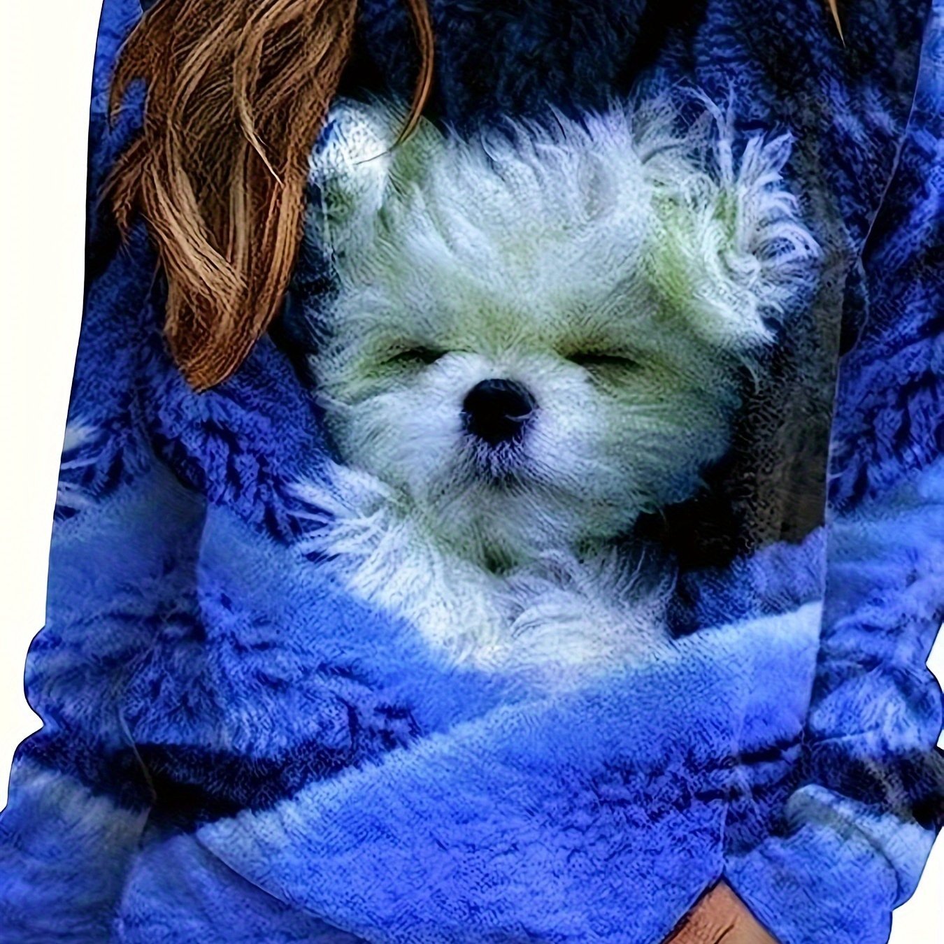 Dog Print Pullover Sweatshirt, Casual Long Sleeve Crew Neck Sweatshirt For Fall & Winter, Women's Clothing - veyora