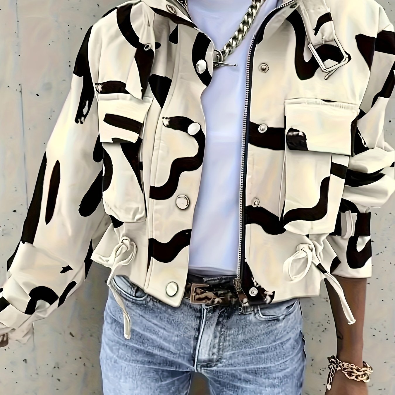 Spring And Autumn Women'S Multi - Pocket Work Jacket with a Stand - Up Collar Design And Drawstring Waist - a Versatile And Stylish Coat for Various Occasions - veyora