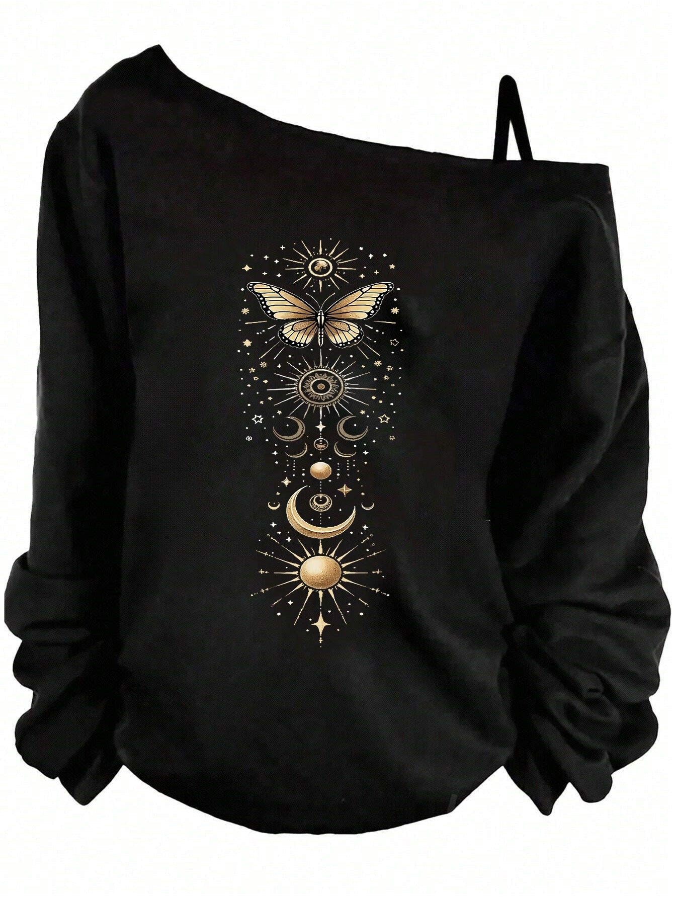 [Unique | Printed] Unique Printed One - Shoulder Sports Long Sleeve | European & American Women's Fashion - veyora
