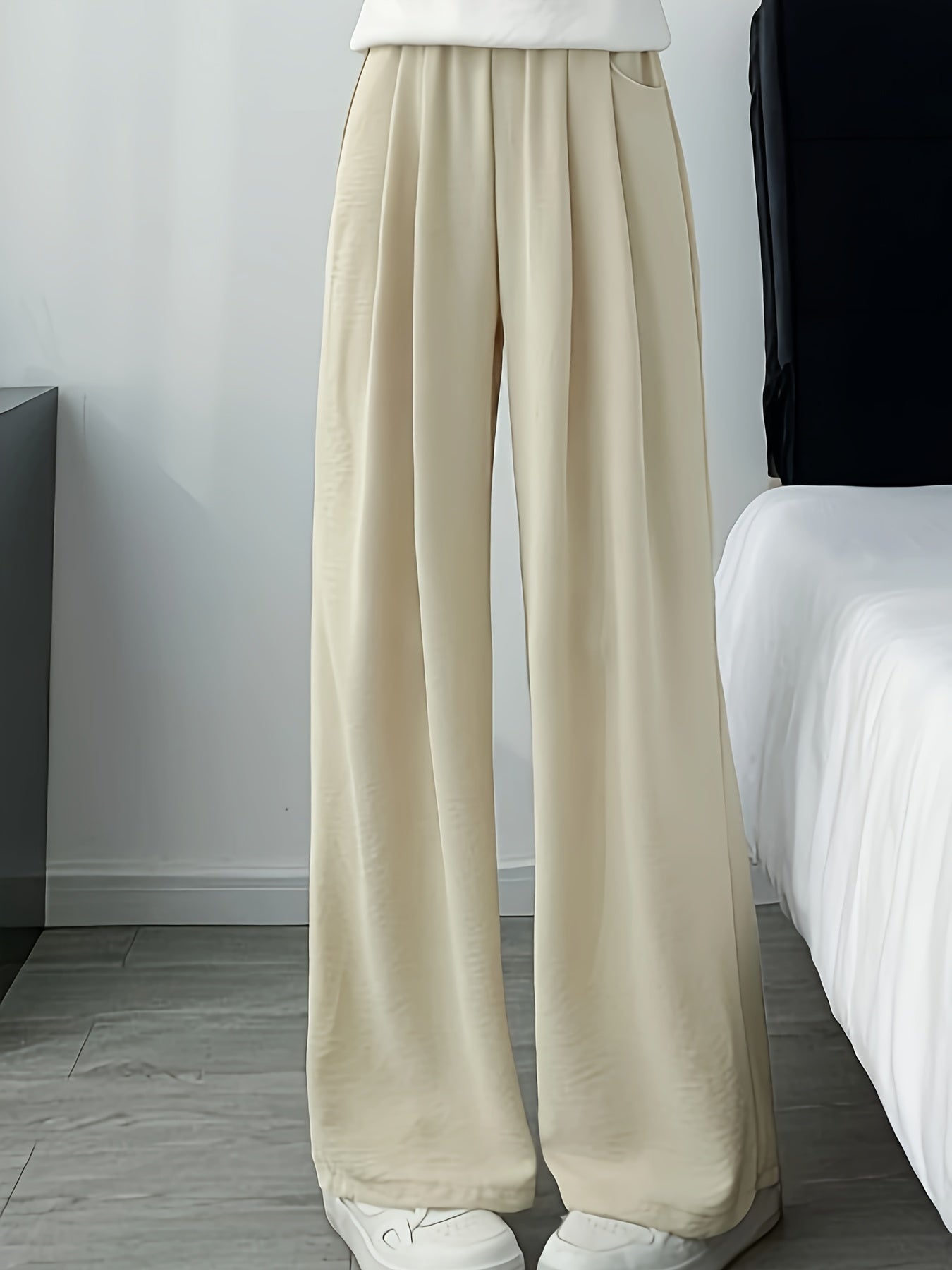 Ice Fiber Fabric Wide Leg Pants Women'S Summer Thin Style 2024 New High Waist Loose Drape Casual Straight Leg Pants Outer Wear - veyora