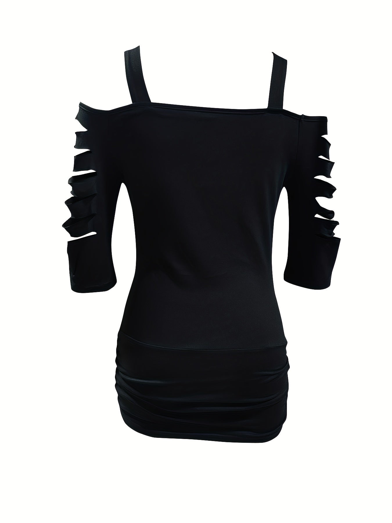Cut Out Cold Shoulder T-shirt, Sexy Half Sleeve Solid T-shirt, Women's Clothing - veyora