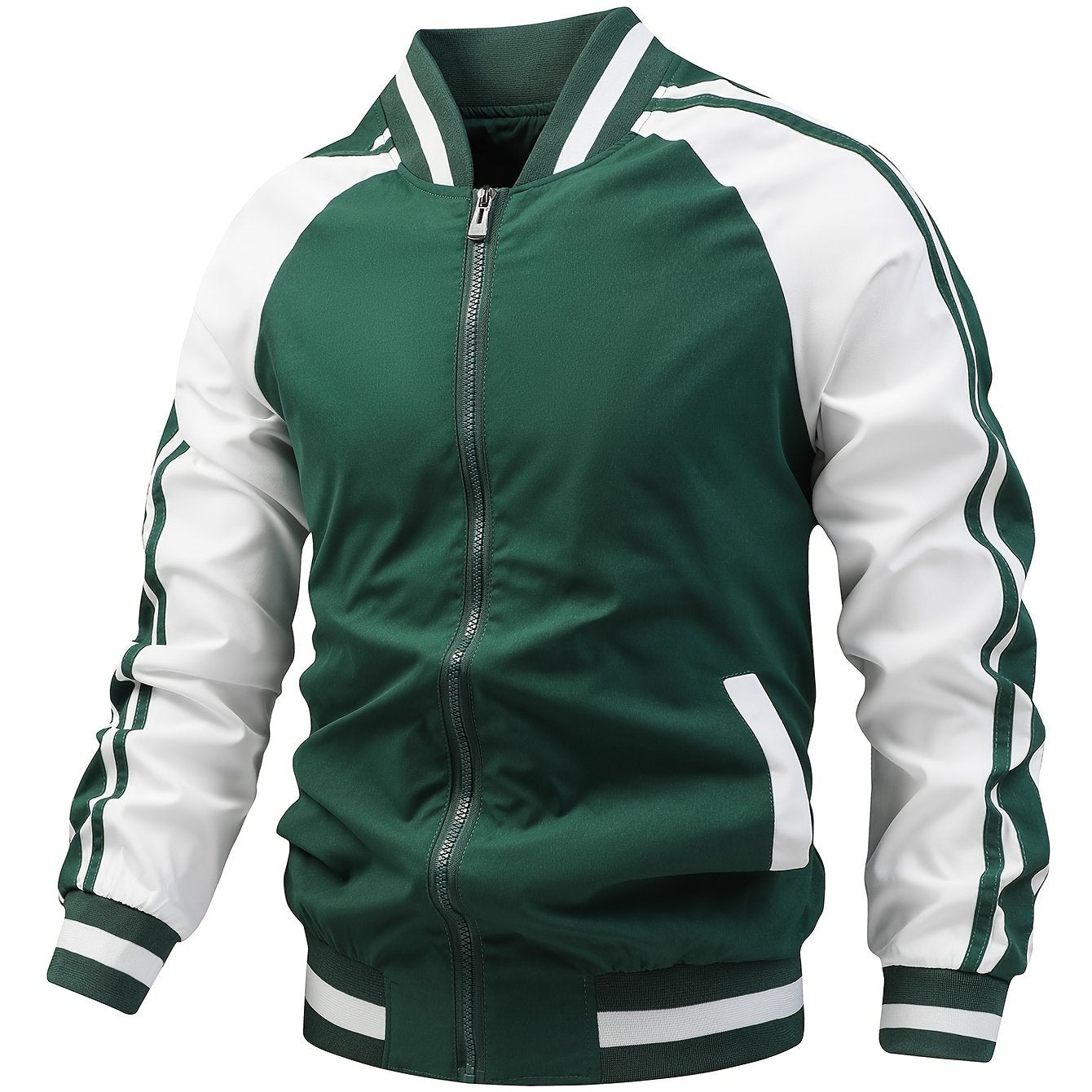 Men'S Baseball Collar Jacket, Unisex Autumn Outerwear, Sporty Jacket, Collegiate Style Jacket, Lightweight Outerwear for Fall And Winter - veyora