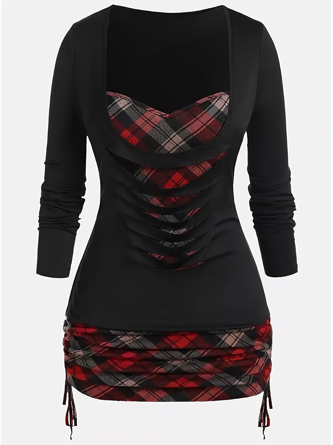 2022 Autumn/Winter New Arrival Women's Printed Faux 2pcs Long Sleeve T-Shirt for Cross - Border Independent Stores - veyora