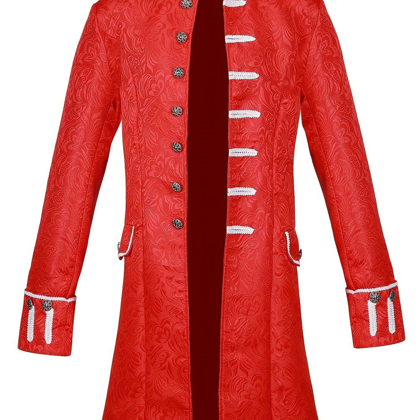 VICNAT Royal Vintage Steampunk Tailcoat Jacket - Medieval Gothic Frock Coat with Floral Jacquard Design, Button Front, Long Sleeves, Decorative Pockets for Halloween, Costume Parties, Themed Events, Cosplay Jacket Cape Collar Design Goth Accessories - veyora
