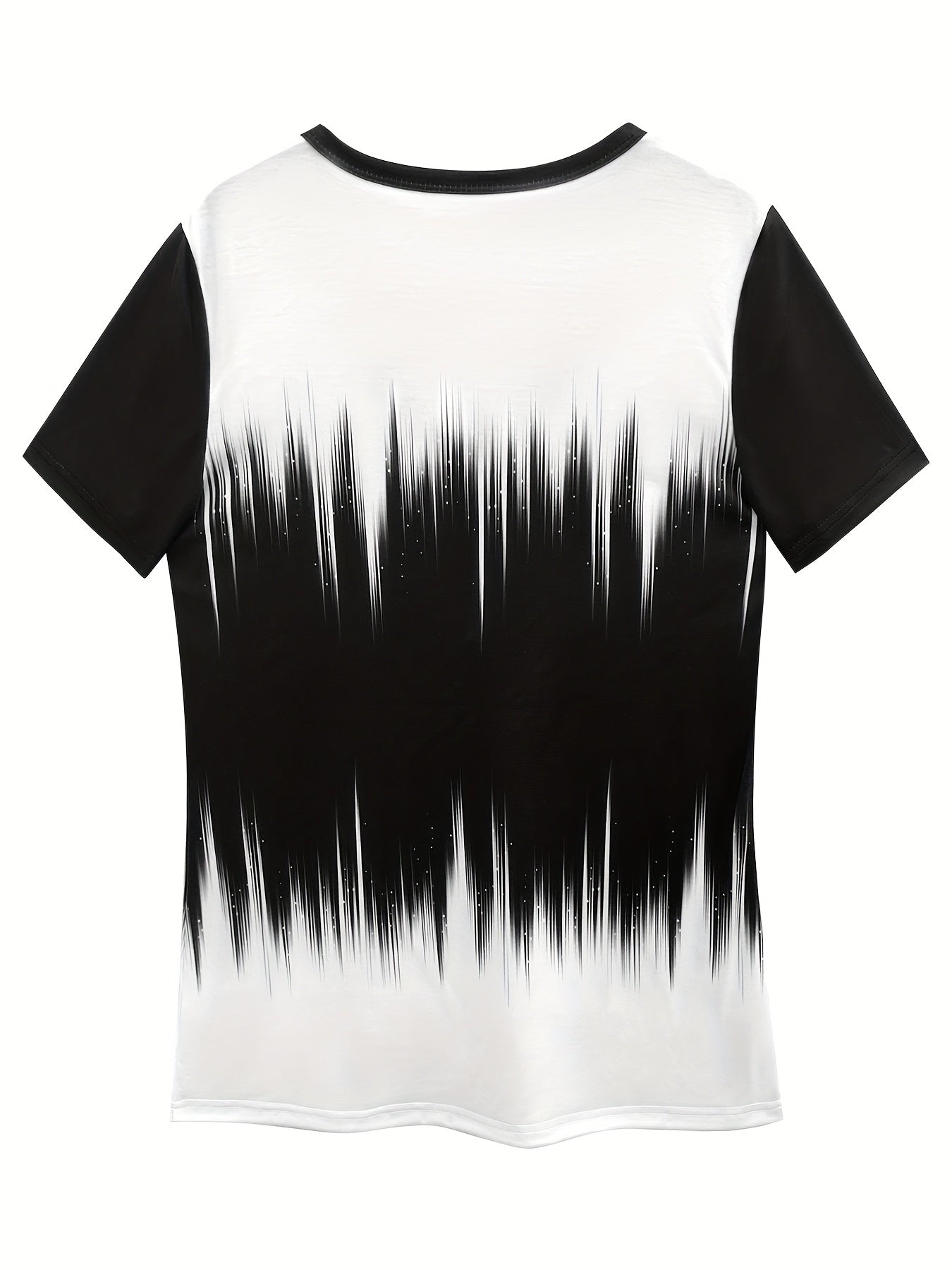 Women's Color Art V - Collar Creative Print Short Sleeve T-Shirt Casual Women's Top - veyora