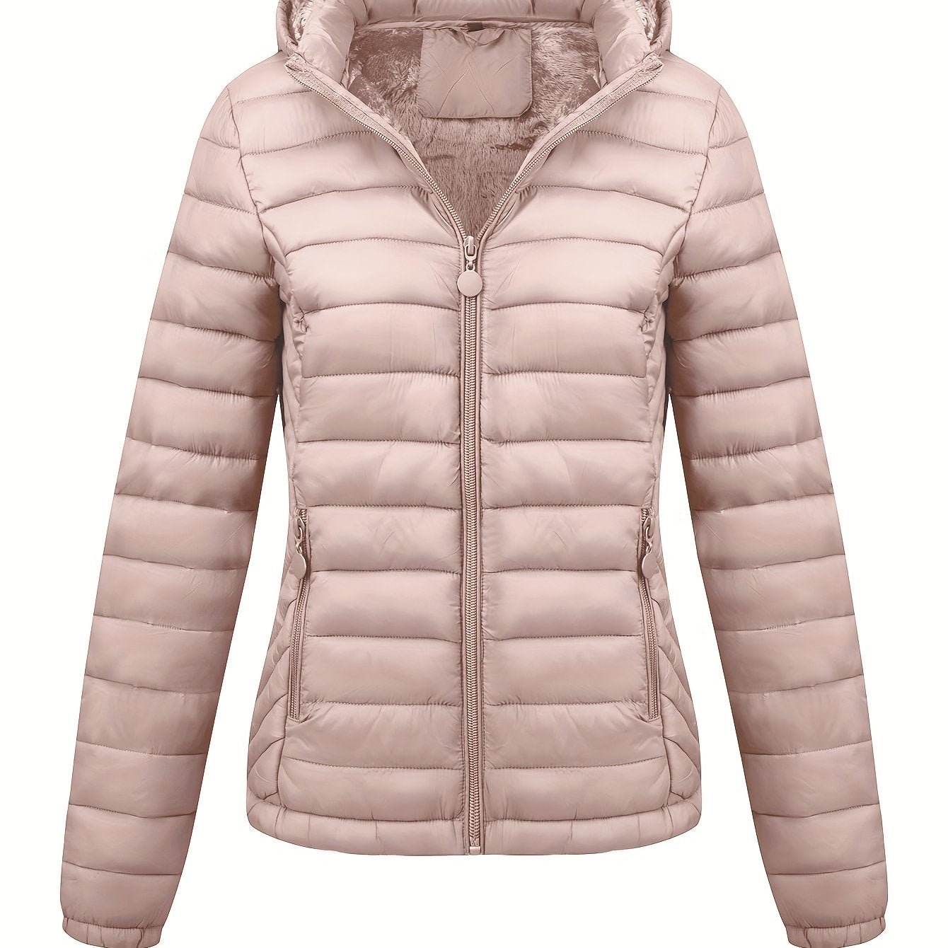 Women's Autumn/Winter Simple Lightweight Hooded Commuter Padded Coat with Pockets - veyora