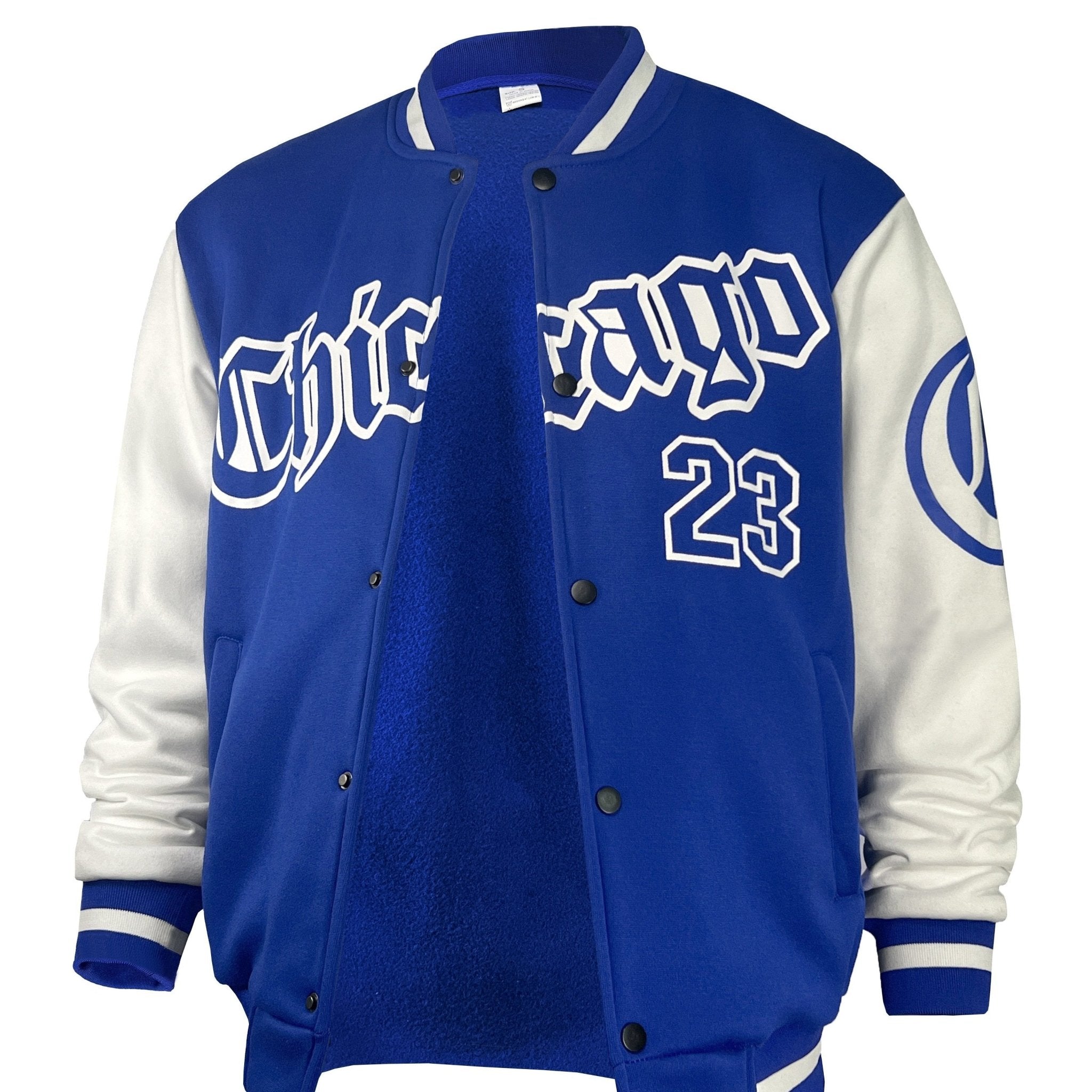 Men's Casual Letter Print Color Block Varsity Jacket, Chic Style Baseball Collar Jacket - veyora