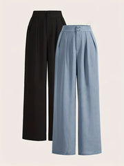 High - Waisted Wide - Leg Pants Two - Piece Set - veyora