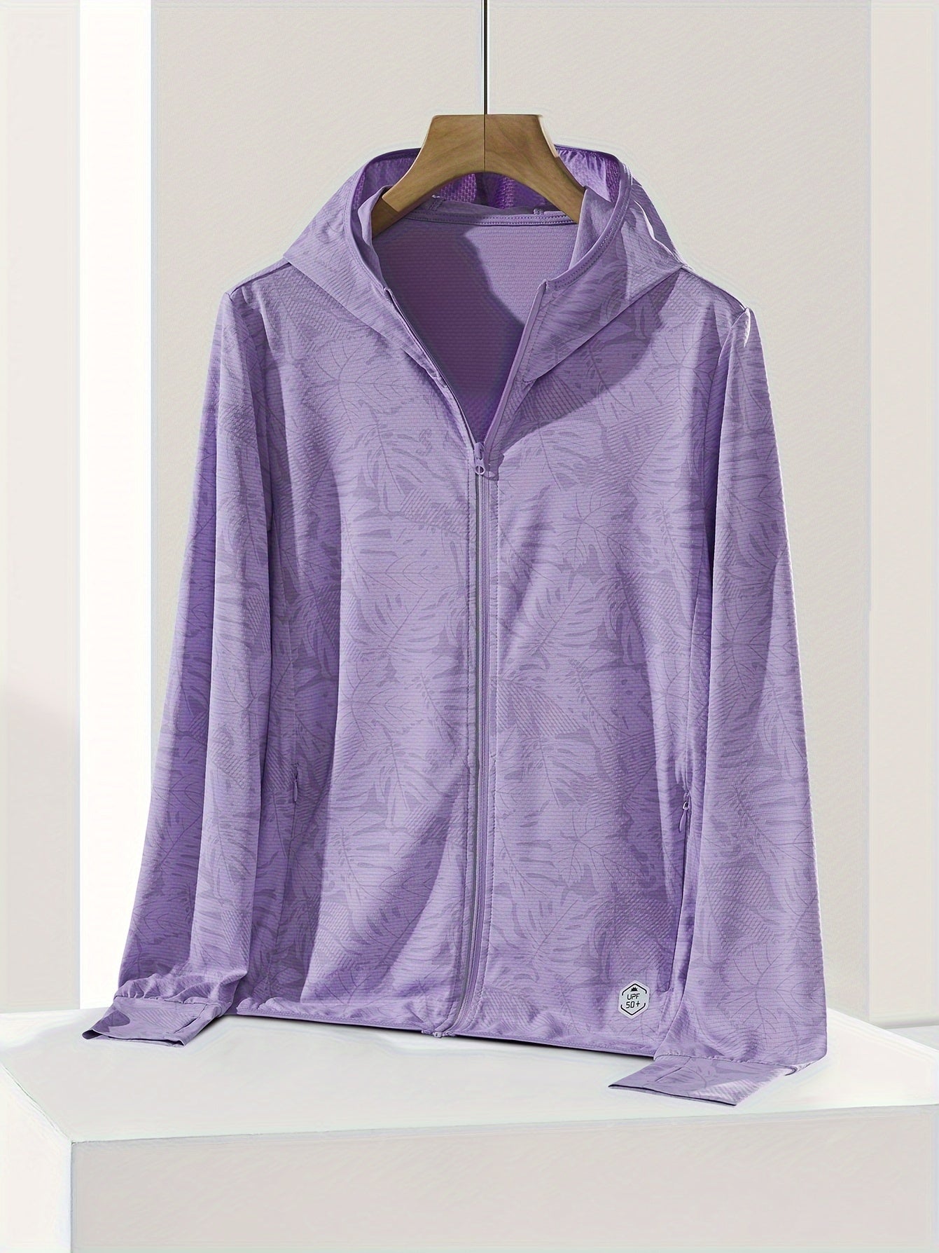 Women's Sports Jacket, Fashionable Maple Leaf Print, Stretchable, Hooded, Quick-Dry Coat