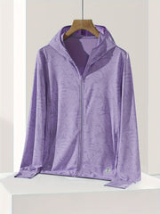 Women's Sports Jacket, Fashionable Maple Leaf Print, Stretchable, Hooded, Quick-Dry Coat