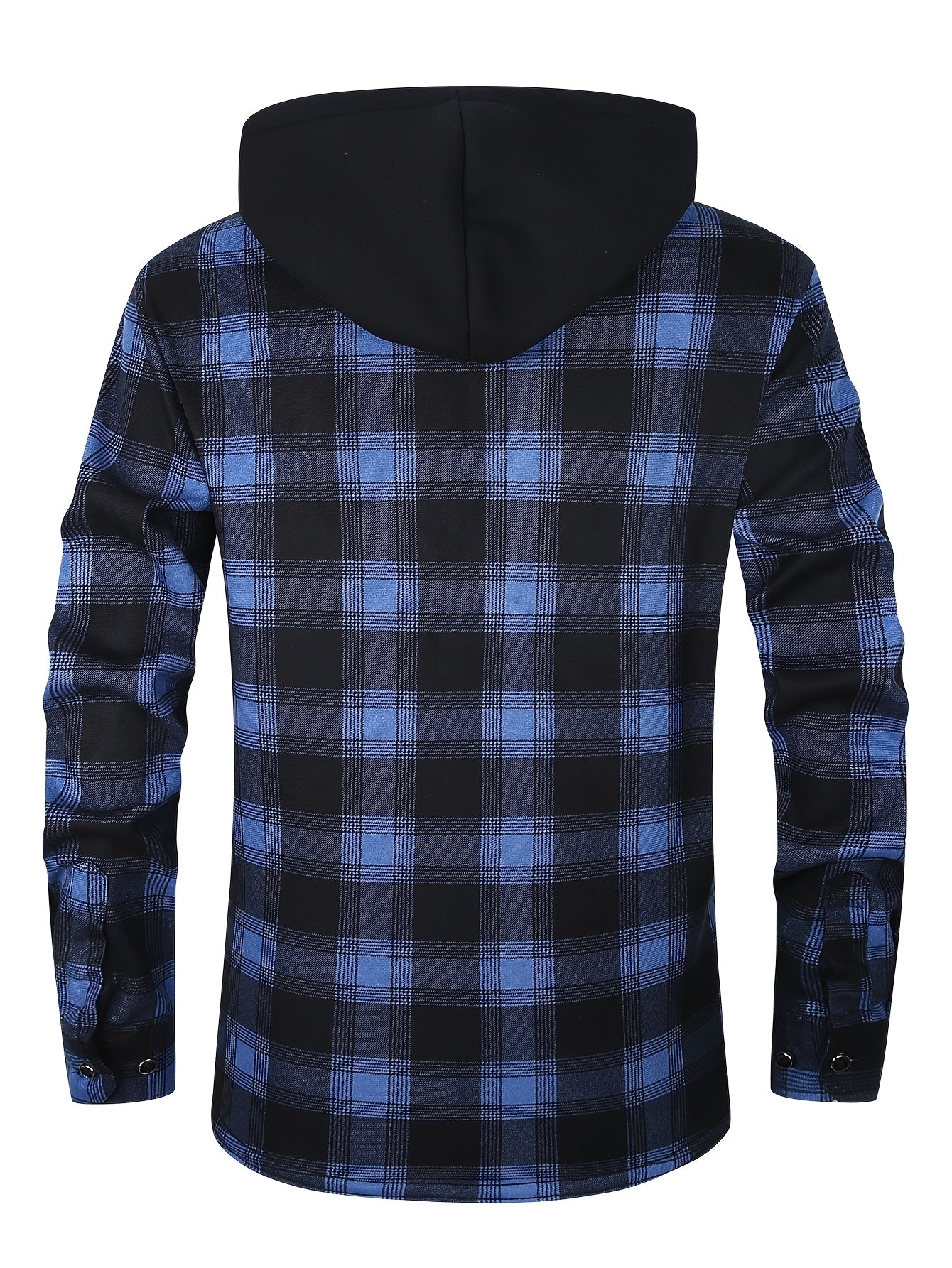 Men'S Durable Flannel Jacket - Insulated Hooded Coat with Front Pockets, Blue And Black Plaid Work Jacket for Logging, Winter Outdoor Work, Construction - Cold Weather Outerwear by ESEA, Winter Jackets - veyora