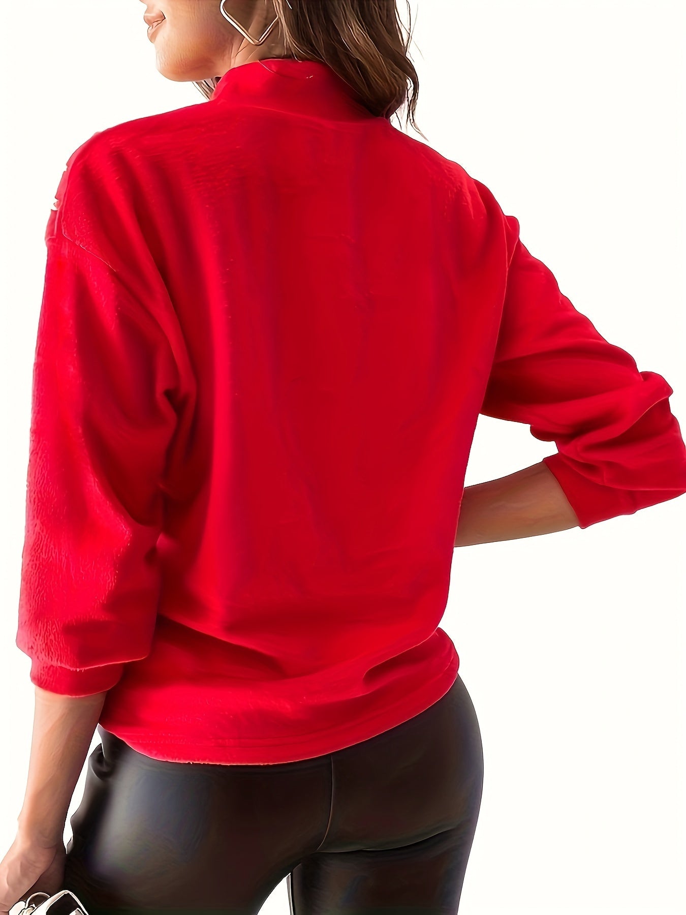 High - Neck Fashion Pearl Beaded Pullover, Long Sleeve Casual Women's Sweater - veyora