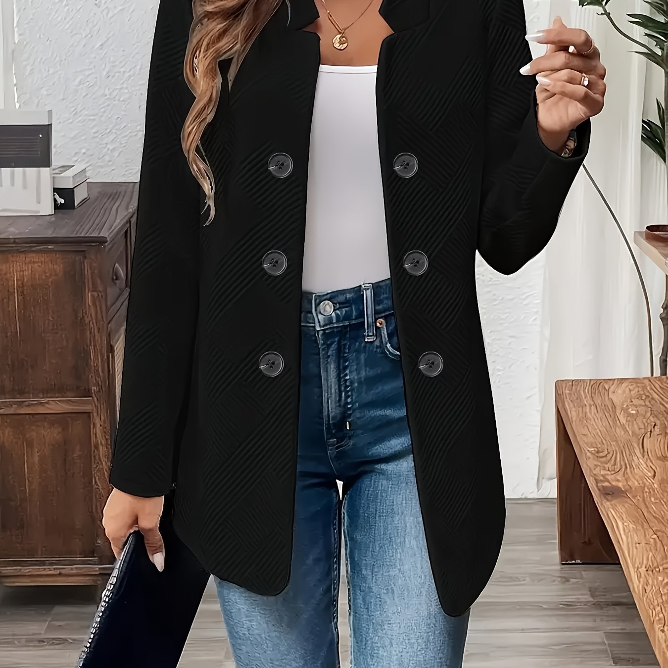 Fashion New Solid Color Front Button Decorative Cardigan Long Sleeve with Pockets Women's Mid - length Coat - veyora