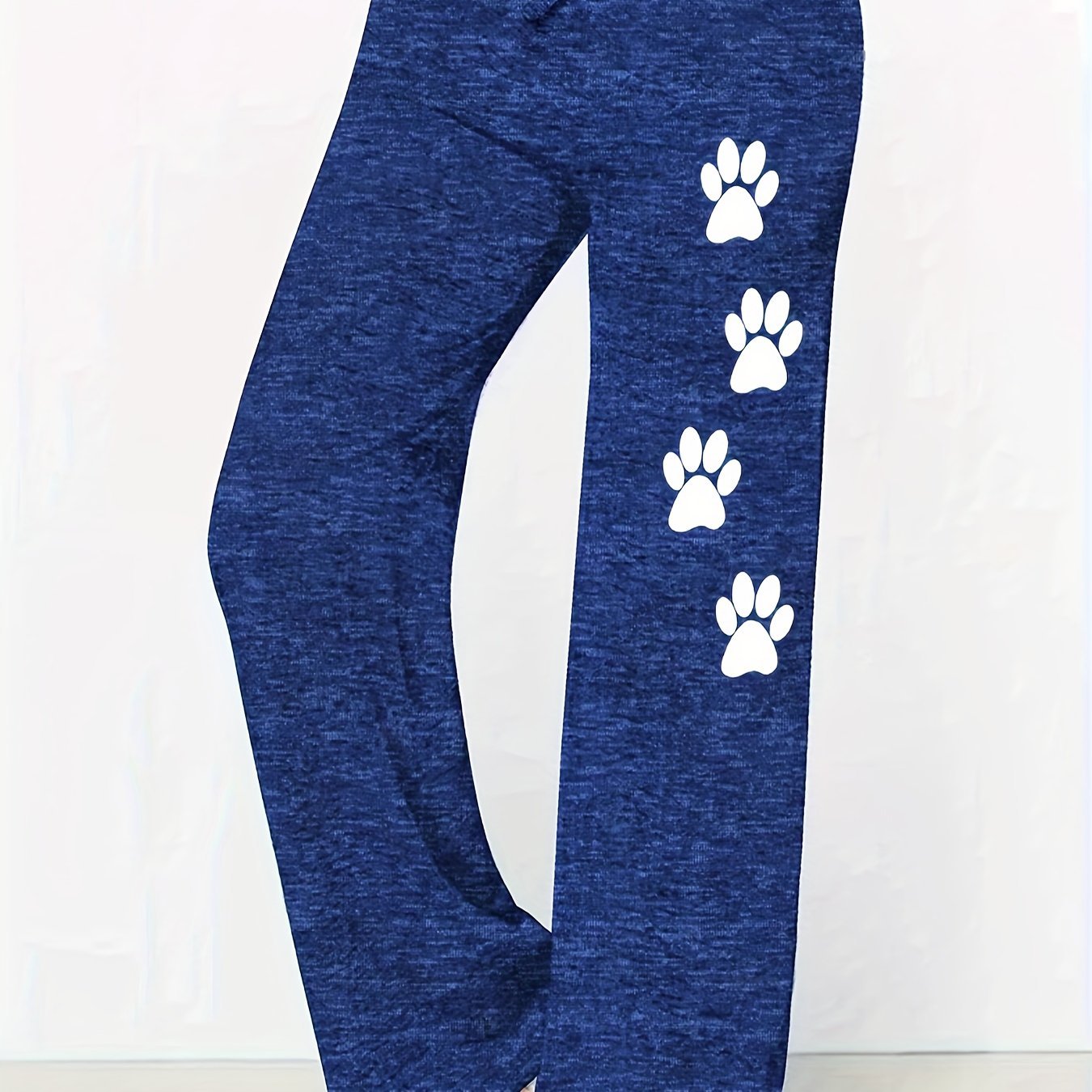 Women'S Straight - Leg Casual Pants with an Elastic Waistband And Printed Wide Legs - veyora