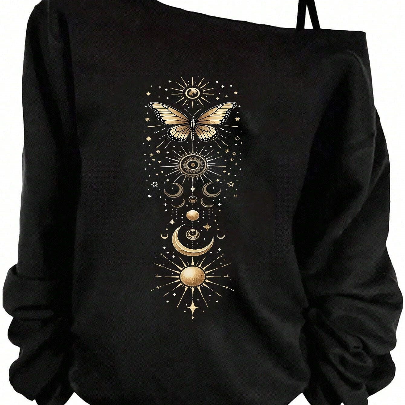 [Unique | Printed] Unique Printed One - Shoulder Sports Long Sleeve | European & American Women's Fashion - veyora