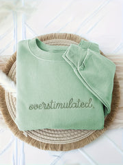 Women's Sporty Casual Letter Embroidery Crewneck Sweatshirt, Machine Washable for Autumn/Winter - veyora