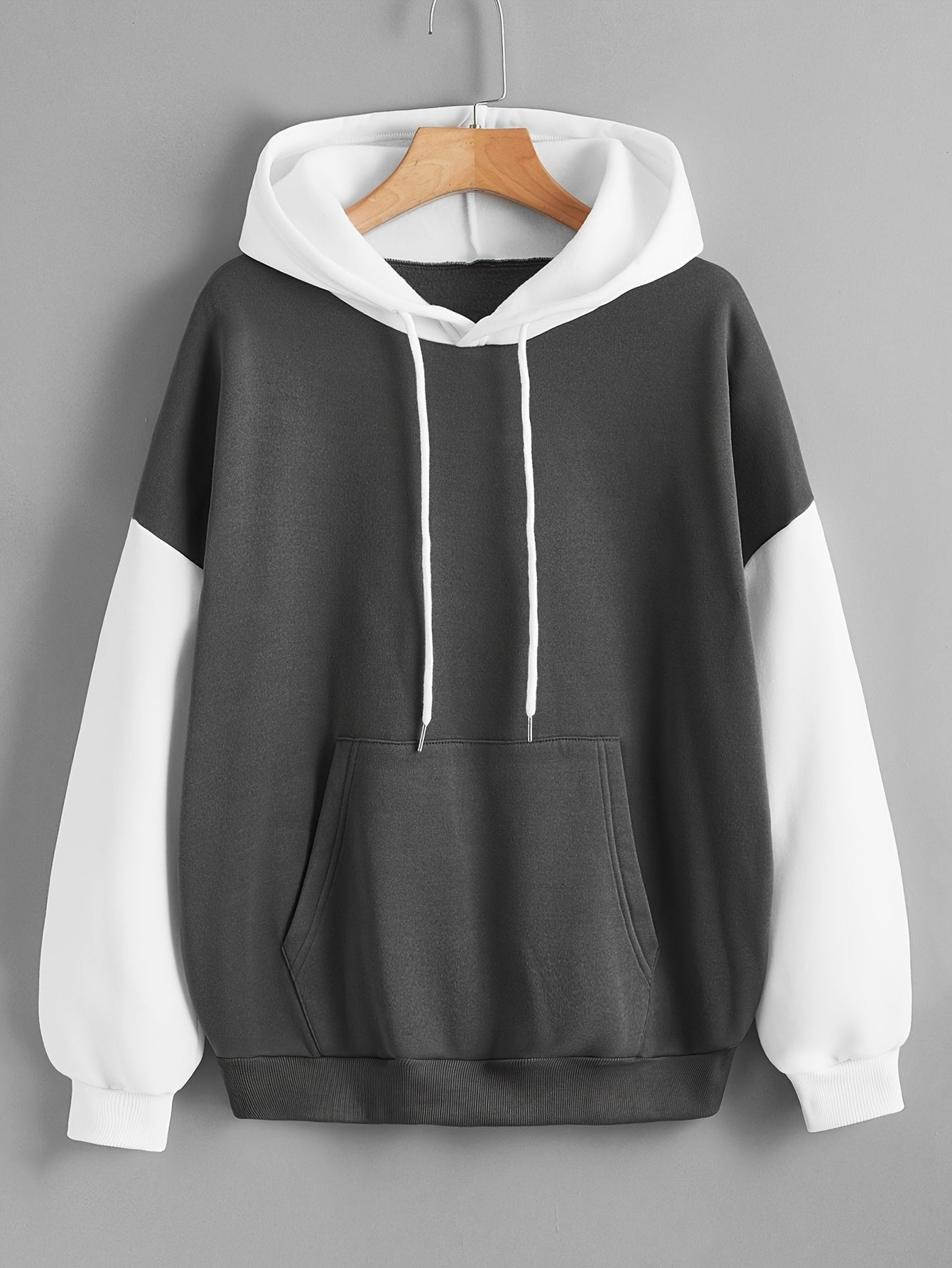 Women's Casual Sport Sweatshirt for Autumn and Winter, Loose Fit, - Lined, Thickened, Suitable for Indoor Sports, Fashionable Color Block Top - veyora