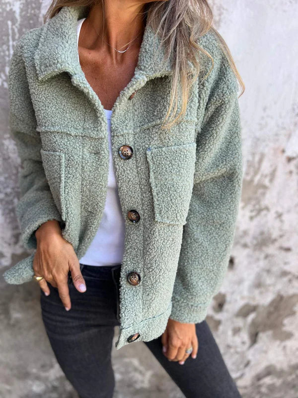 Stylish Short Wool Jacket with Lapels