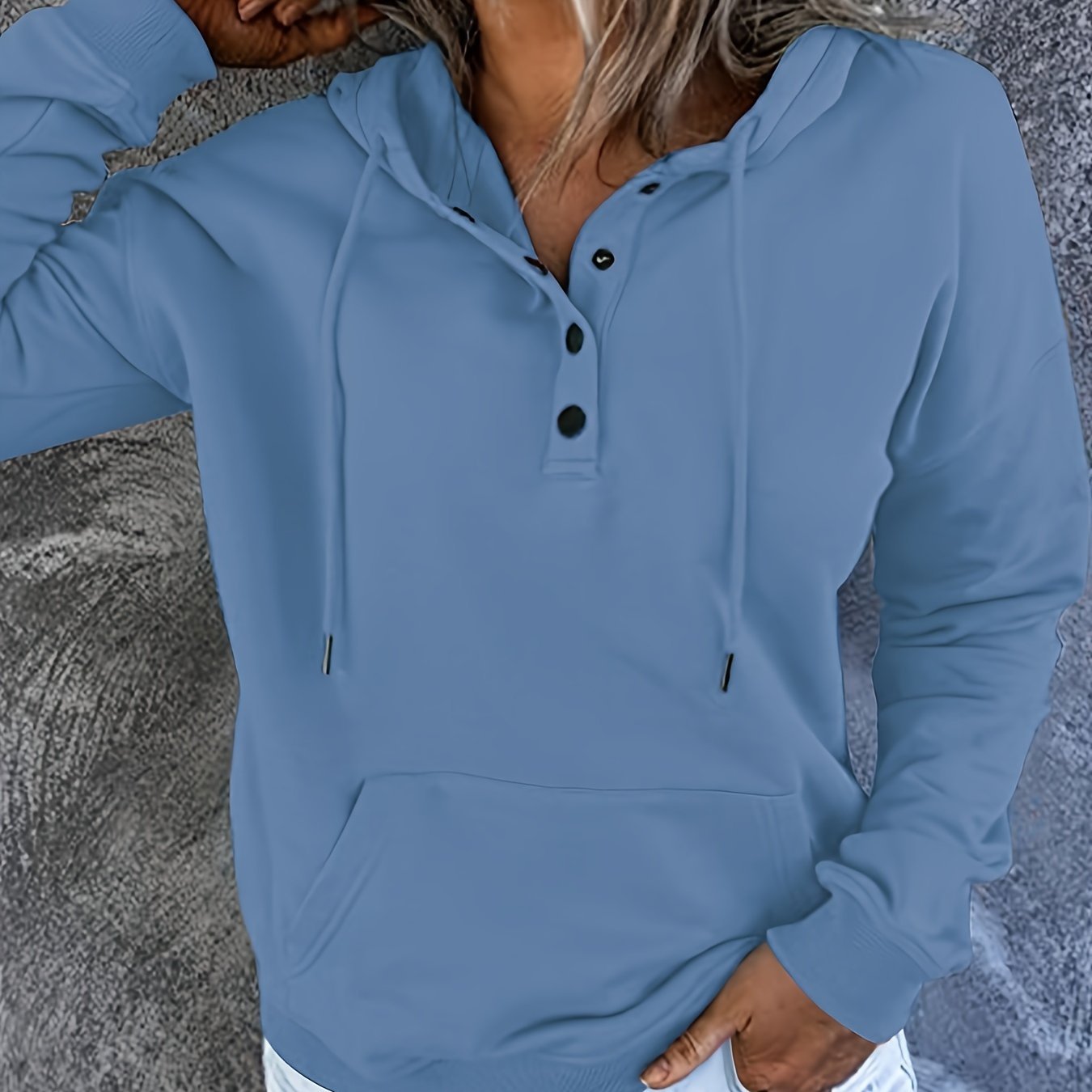 Women'S Oversized Hooded Sweatshirt - Long Sleeve Loose Fit Hoodie with Drawstring Hood & Front Pocket, Solid Casual Winter Warmth, Cozy Fall Winter Layering, Minimalist Casual Attire, Easy Care (Machine Washable) - Versatile for Casual & Semi - Forma - veyora