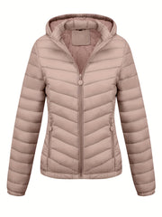 Women's Autumn/Winter Fashion Simple Versatile Lightweight Commuter Hooded Padded Coat with Pockets - veyora