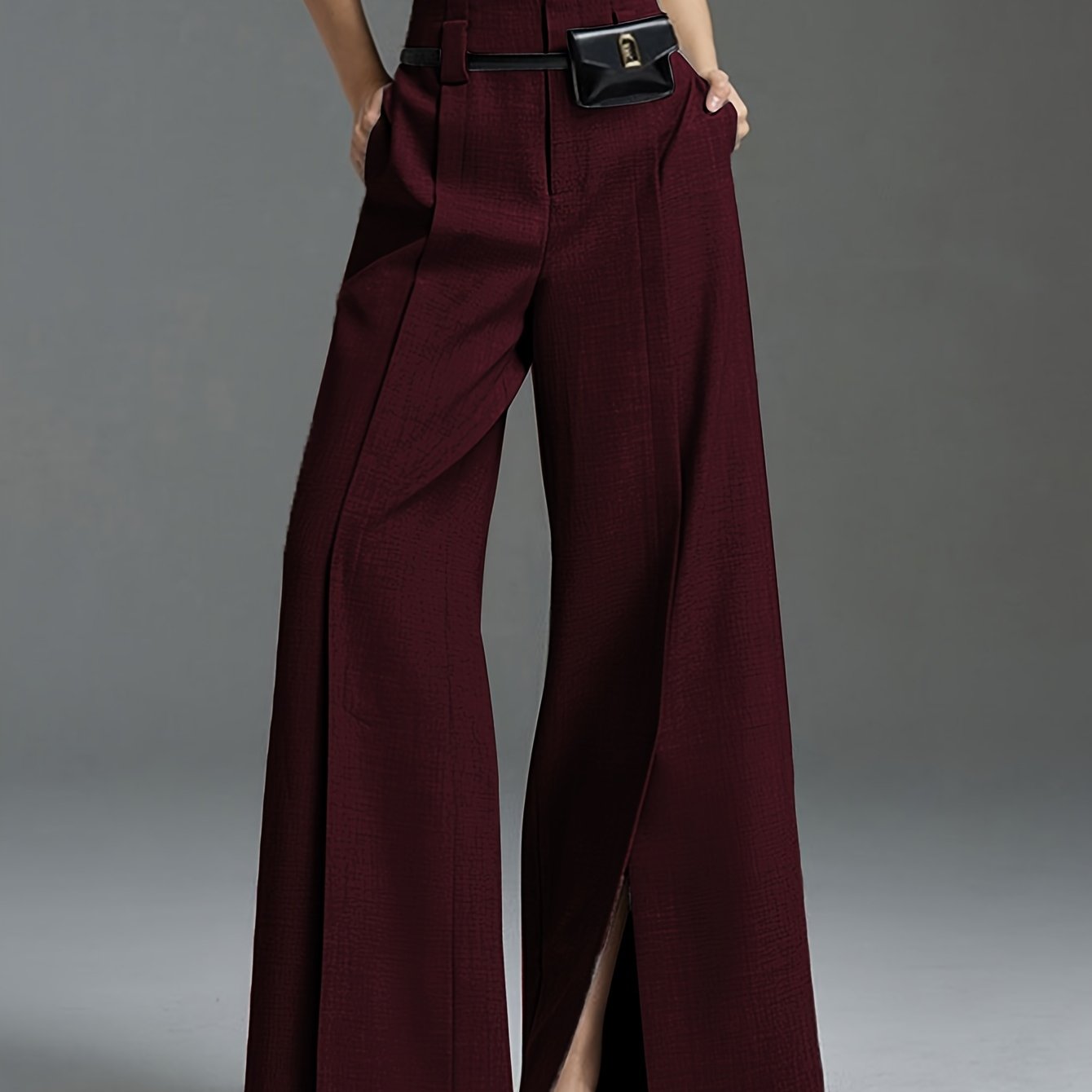 New Elegant Front - Slit Trousers for Women in Spring, Summer, And Autumn, Featuring a Beltless Waist Bag, Made from Slightly Stretchy And Breathable Fabric, Comfortable And Versatile Suit Pants Suitable for Commuting And Outings - veyora
