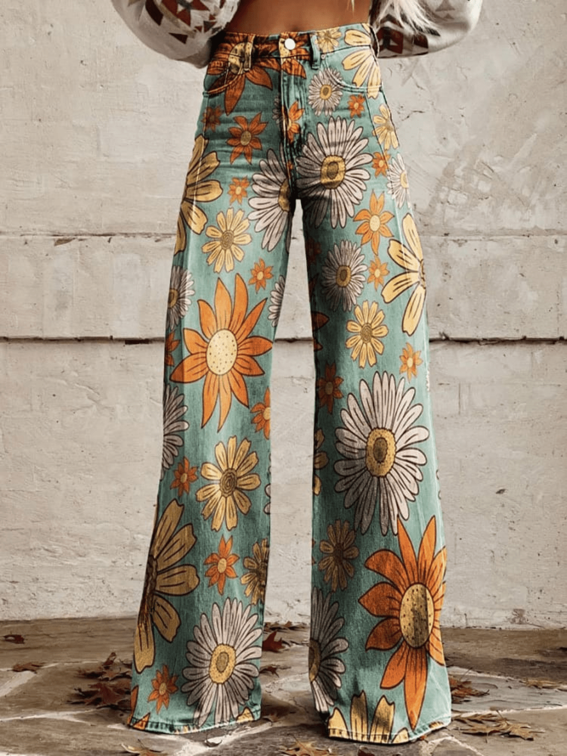 Scarlett™ - Vintage Floral Print Wide Leg Pants - veyora