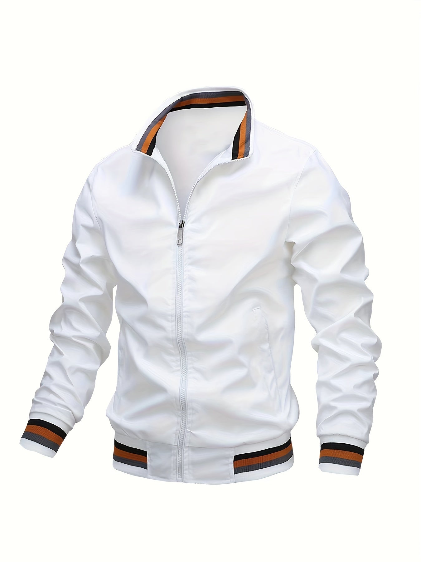 Men'S Lightweight Stand - Collar Cardigan Jacket for Spring And Autumn, Trendy Solid Color Casual Coat, Versatile Top for Young Men - veyora