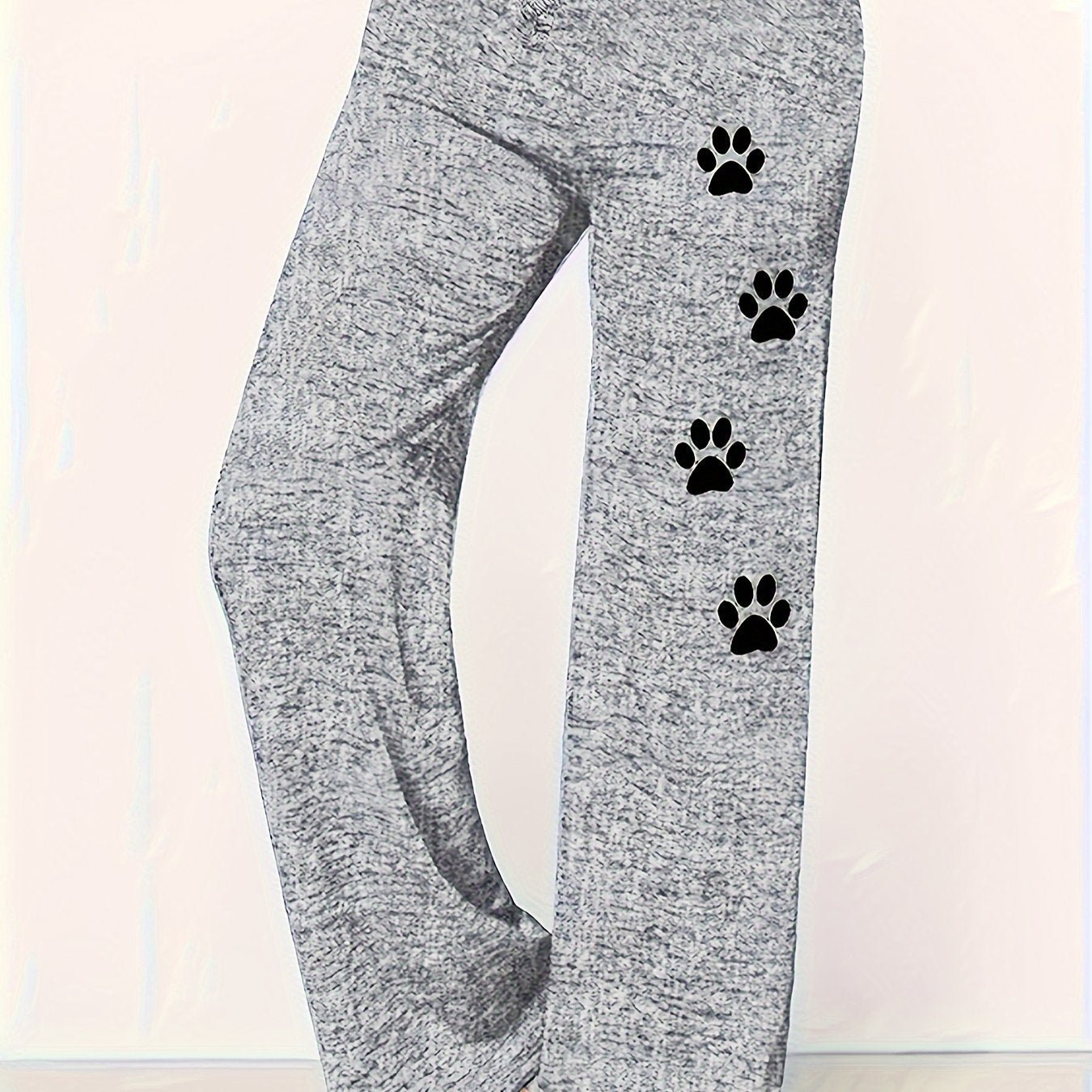 Women'S Straight - Leg Casual Pants with an Elastic Waistband And Printed Wide Legs - veyora