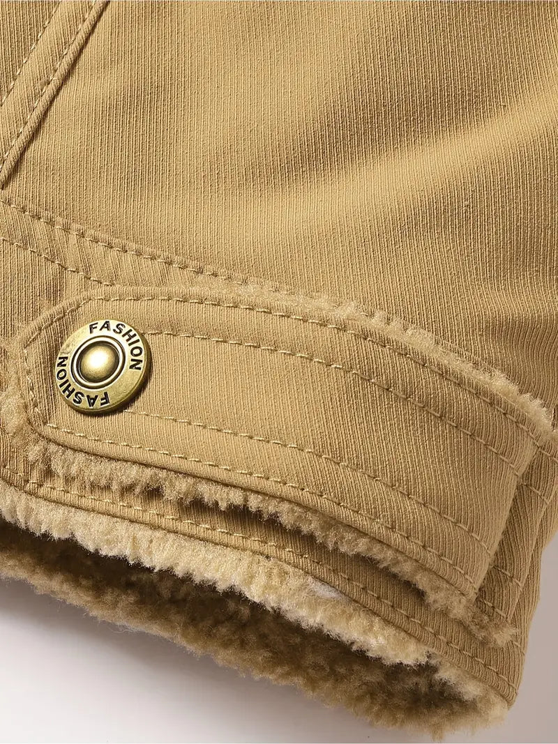 Men's Casual Warm Jacket with Flap Pockets, Fleece Lining - Fall & Winter Essentials, Perfect Gift for Boyfriend & Dad - veyora