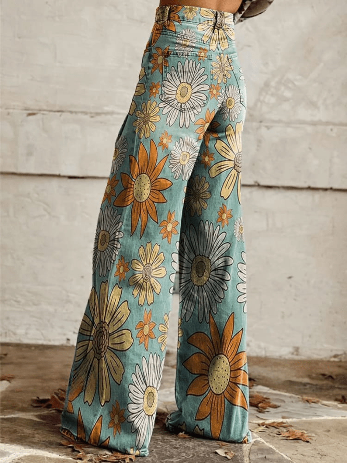 Scarlett™ - Vintage Floral Print Wide Leg Pants - veyora