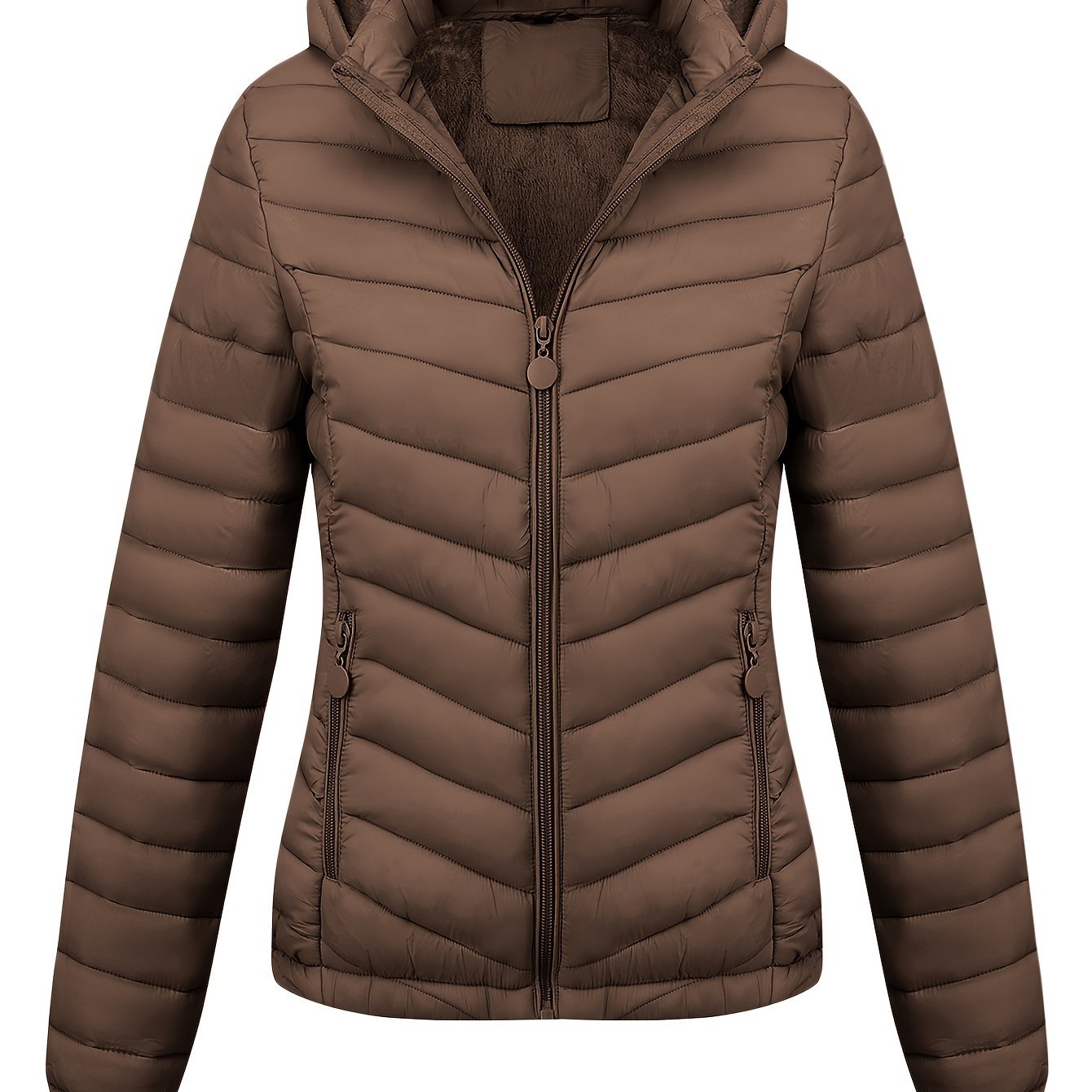 Women's Autumn/Winter Fashion Simple Versatile Lightweight Commuter Hooded Padded Coat with Pockets - veyora