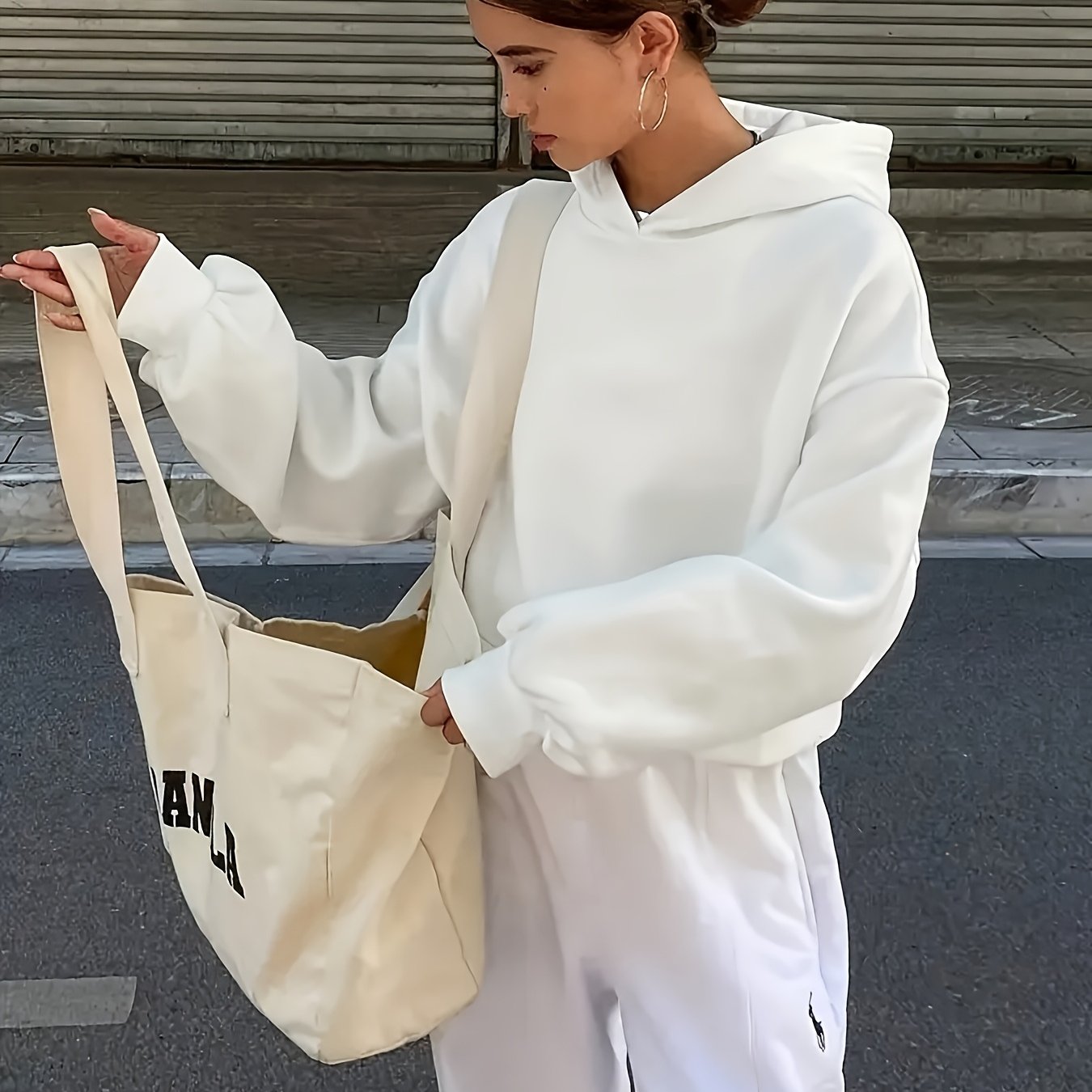 Women'S Casual Loose Hooded Sweatshirt - Autumn And Winter Comfortable Fleece Lined Pullover, Solid Color Loose Fit - veyora
