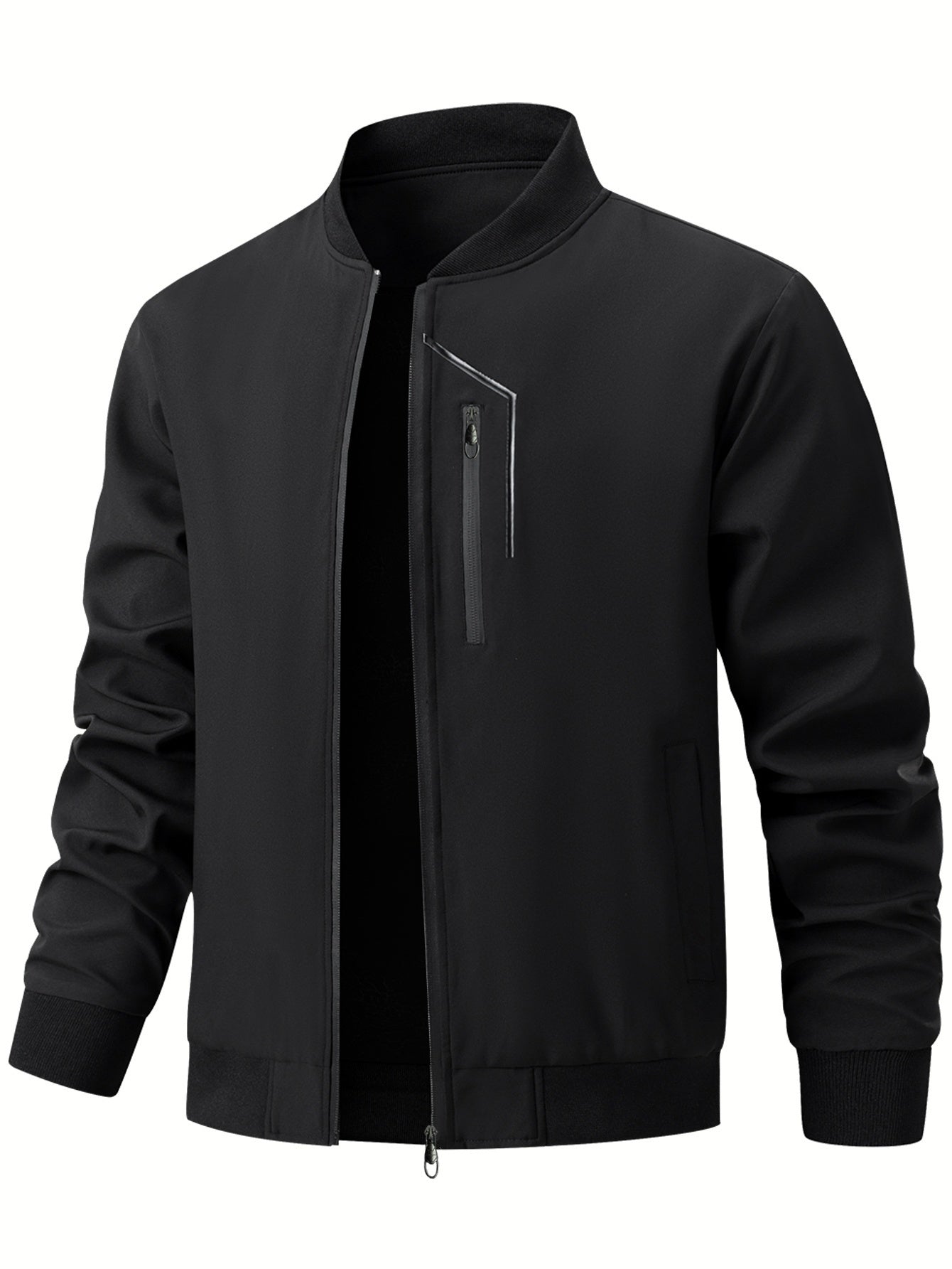 Men'S Casual Bomber Jacket | Spring - Autumn, Non - Stretch, Baseball Collar, Multiple Pockets, Zipper Closure - veyora